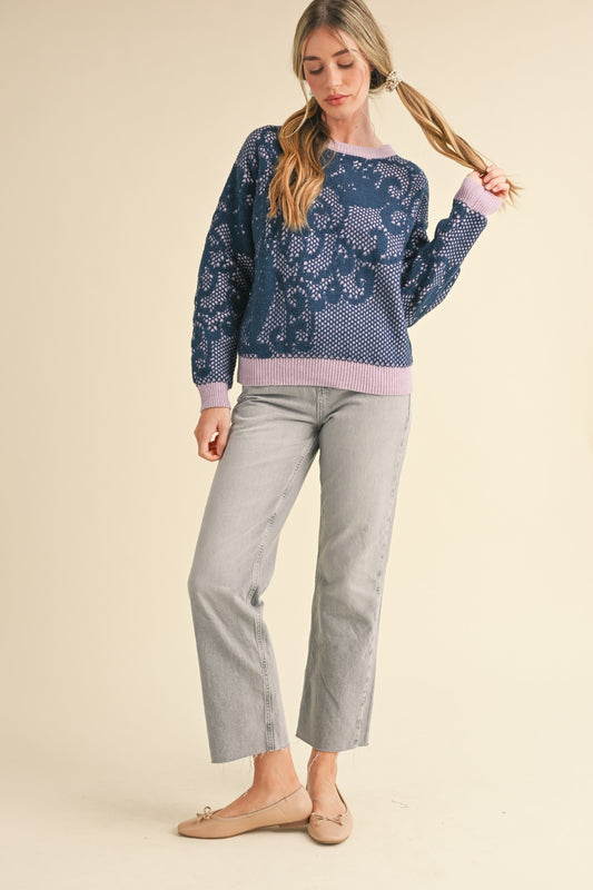 Lace Pattern Knit Sweater