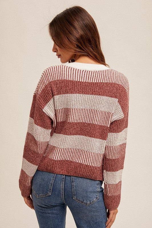 Crew Neck Multi Stripe Sweater