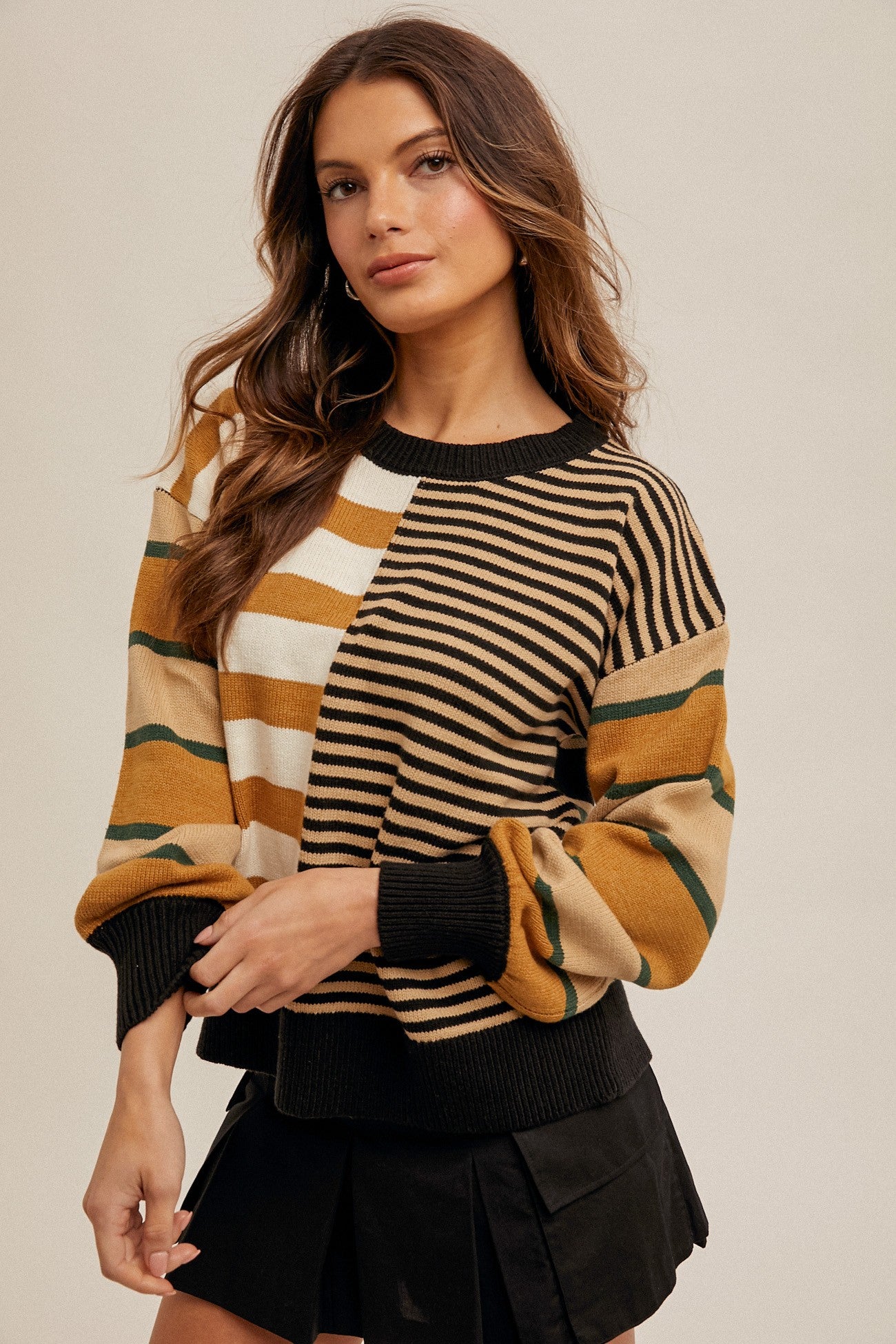 Mixed Stripe color Block Sweater