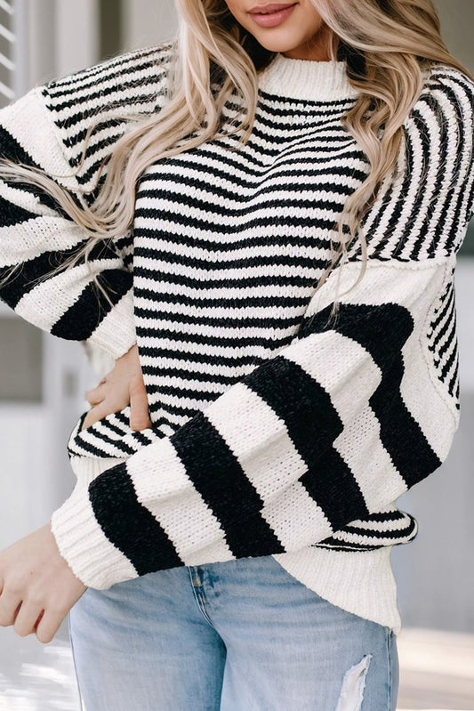 Striped Drop Shoulder Knit Sweater