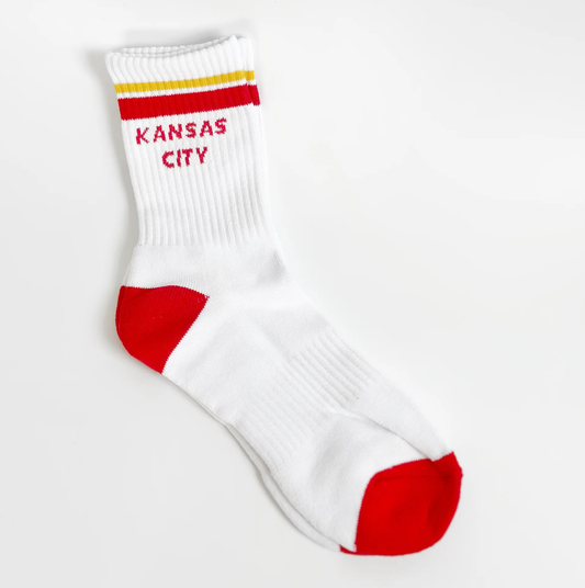 Kansas City Crew Socks - White with Red & Yellow Stripes