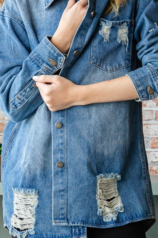 Distressed Denim Shaket