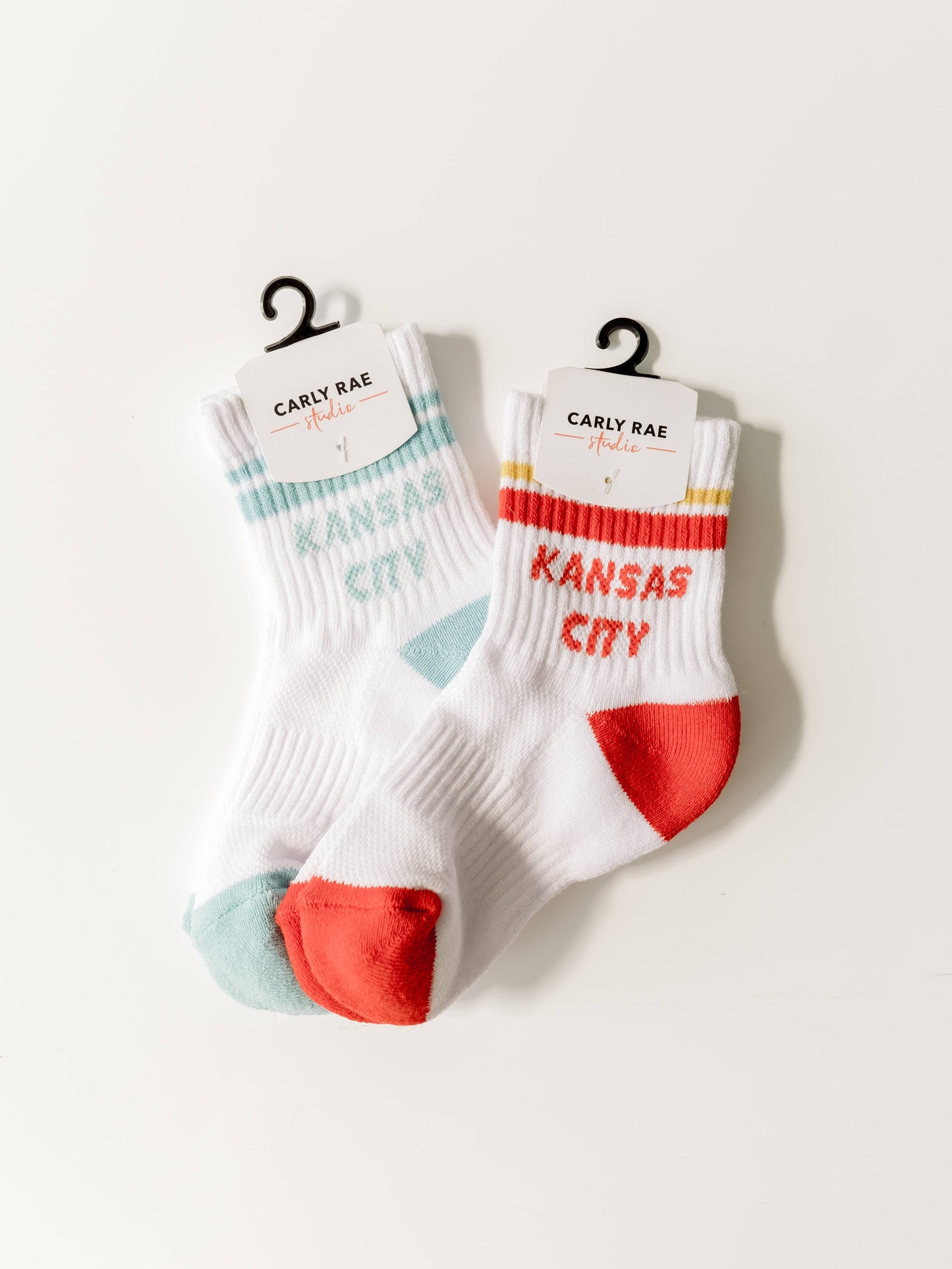 Kansas City Crew Socks - YOUTH - White with Red & Yellow Str