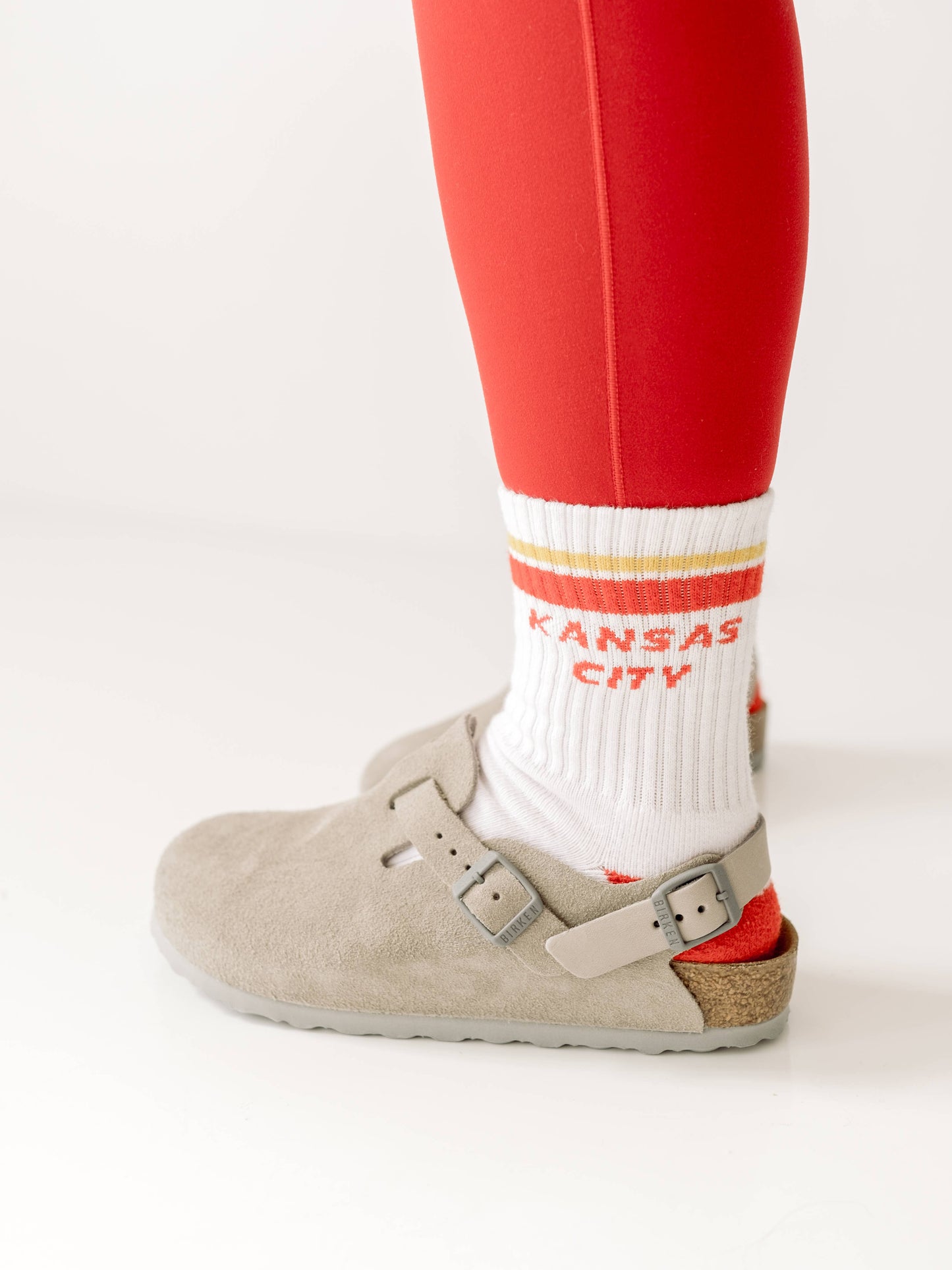 Kansas City Crew Socks - White with Red & Yellow Stripes