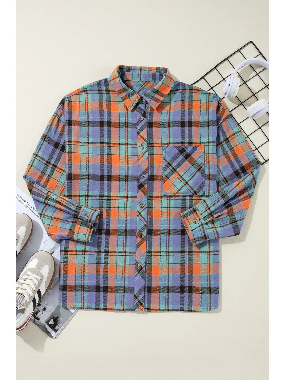 Plaid Long Sleeve Buttoned Shirt