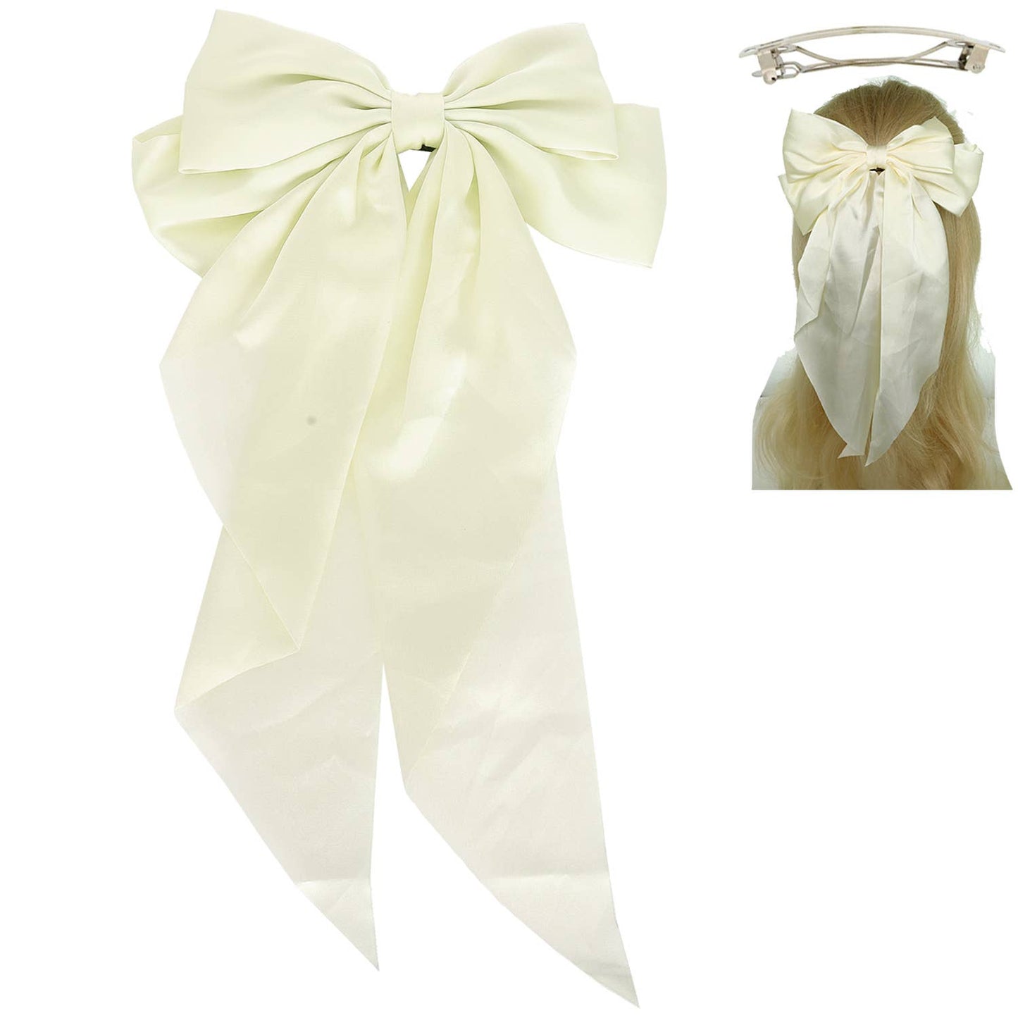 Fashion Fabric Bow Ribbon Barrette Hair Clip : Green