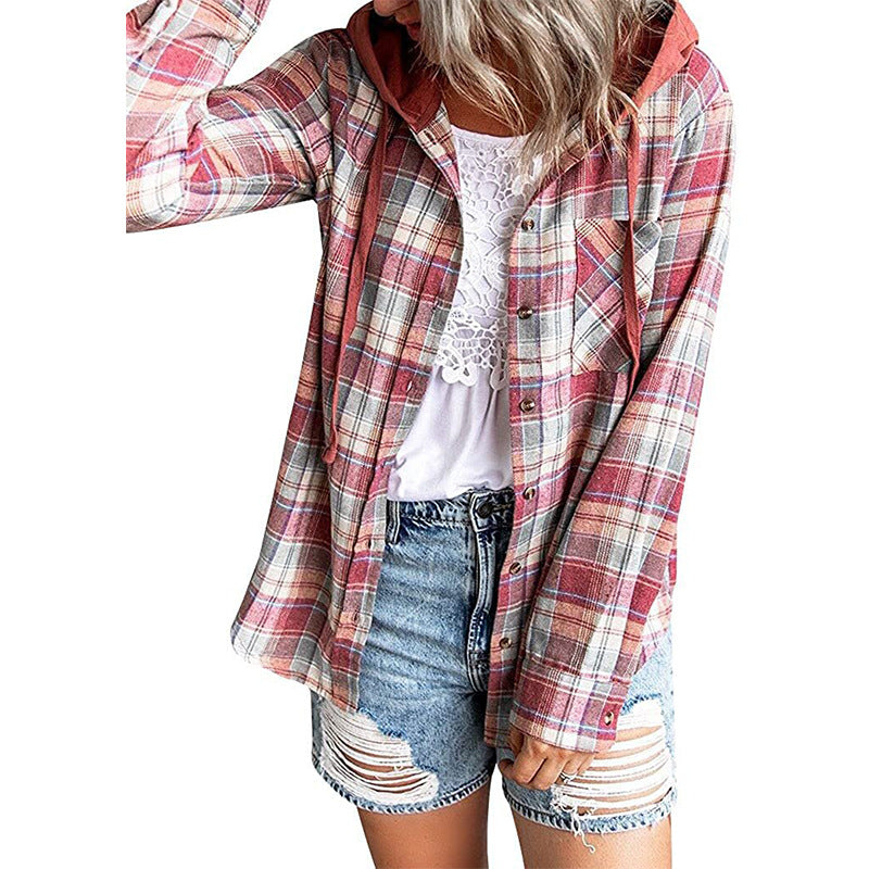 Casual Plaid Hooded Shacked