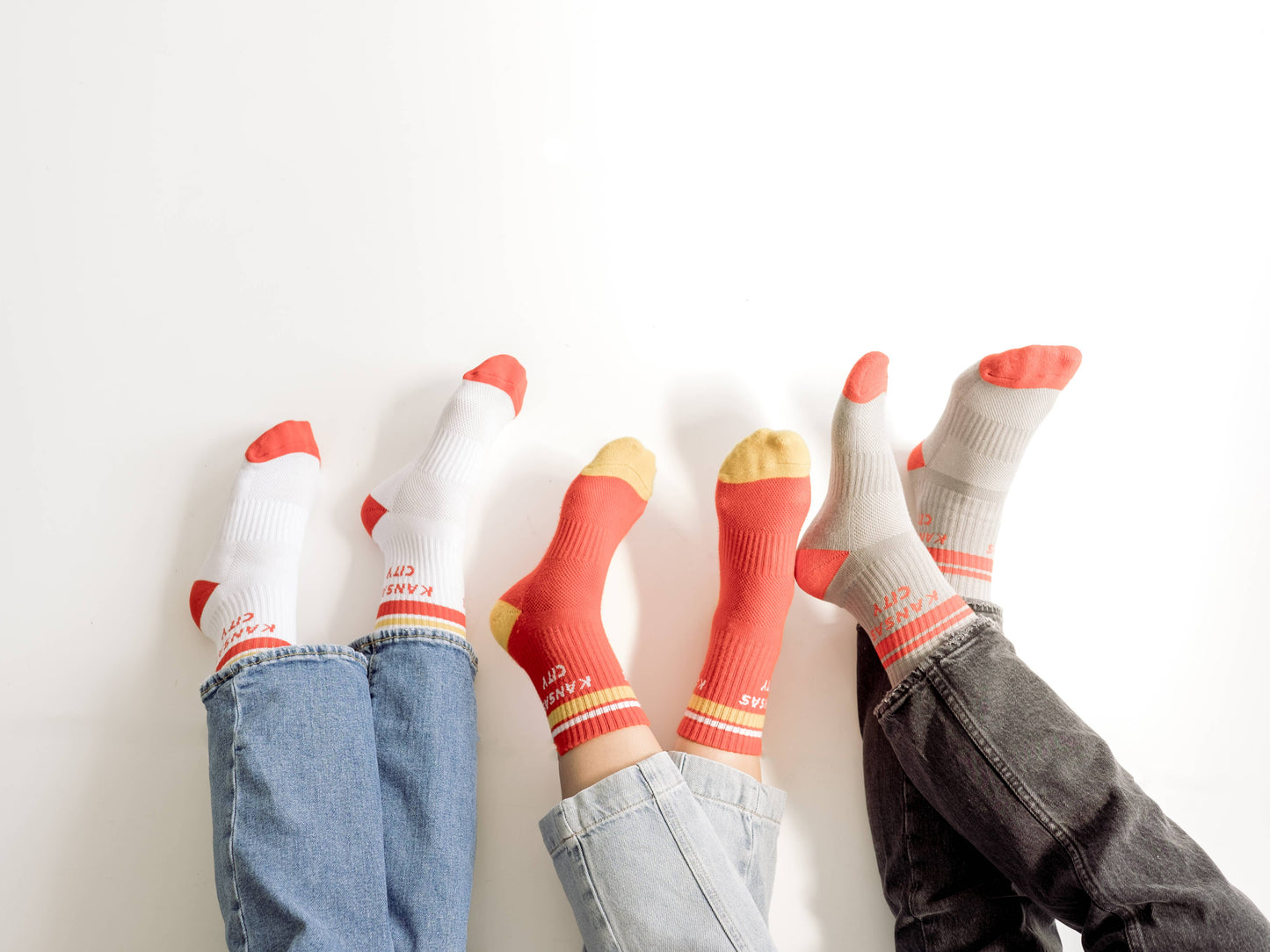 Kansas City Crew Socks - White with Red & Yellow Stripes