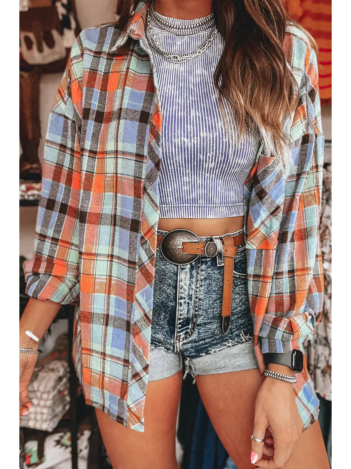 Plaid Long Sleeve Buttoned Shirt